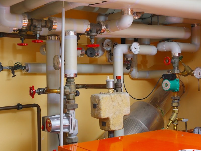Basement drain and valve pipework